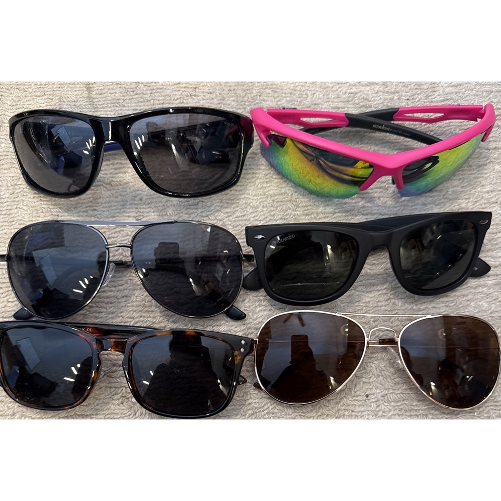 Lot of 6 Men's Designer Sunglasses: Italian, Ironman,Dot Dash, PanamaJack, NYS+